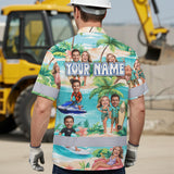 Hi Vis Hawaiian Shirt Reflective Tapes Funny Couple Beach Custom Name And Image Safety Workwear For Workers, Truckers, Operators