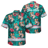 Hi Vis Hawaiian Shirt Reflective Tapes Funny Couple Wedding Custom Name And Image Safety Workwear For Workers, Truckers, Operators