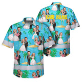 Hi Vis Hawaiian Shirt Reflective Tapes Funny Couple Wedding 2 Custom Name And Image Safety Workwear For Workers, Truckers, Operators