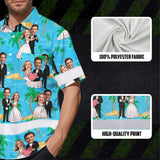 Hi Vis Hawaiian Shirt Reflective Tapes Funny Couple Wedding 2 Custom Name And Image Safety Workwear For Workers, Truckers, Operators