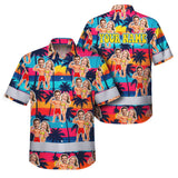 Hi Vis Hawaiian Shirt Reflective Tapes Funny Couple Beach 2 Custom Name And Image Safety Workwear For Workers, Truckers, Operators