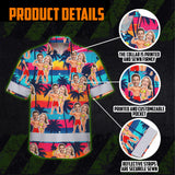 Hi Vis Hawaiian Shirt Reflective Tapes Funny Couple Beach 2 Custom Name And Image Safety Workwear For Workers, Truckers, Operators