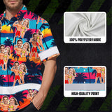 Hi Vis Hawaiian Shirt Reflective Tapes Funny Couple Beach 2 Custom Name And Image Safety Workwear For Workers, Truckers, Operators