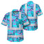 Blue Pink Cat Hi-Vis Hawaiian Shirt
