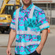 Blue Pink Cat Hi-Vis Hawaiian Shirt