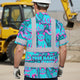Blue Pink Cat Hi-Vis Hawaiian Shirt