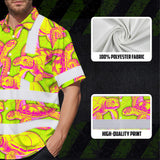Hi Vis Hawaiian Shirt Reflective Tapes Yellow Pink Turtle Custom Name Safety Workwear For Workers, Truckers, Operators