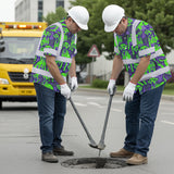 Hi Vis Hawaiian Shirt Reflective Tapes Violet Green Dog Custom Name Safety Workwear For Workers, Truckers, Operators