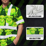 Hi Vis Hawaiian Shirt Reflective Tapes Lime Green Cow Custom Name Safety Workwear For Workers, Truckers, Operators