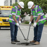 Hi Vis Hawaiian Shirt Reflective Tapes Violet Green Cow Custom Name Safety Workwear For Workers, Truckers, Operators