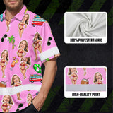 Hi Vis Hawaiian Shirt Reflective Tapes Pink Girl Beach Custom Name And Image Safety Workwear For Workers, Truckers, Operators