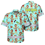 Hi Vis Hawaiian Shirt Reflective Tapes Blue Men Beach Custom Name And Image Safety Workwear For Workers, Truckers, Operators