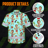 Hi Vis Hawaiian Shirt Reflective Tapes Blue Men Beach Custom Name And Image Safety Workwear For Workers, Truckers, Operators
