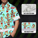 Hi Vis Hawaiian Shirt Reflective Tapes Blue Men Beach Custom Name And Image Safety Workwear For Workers, Truckers, Operators