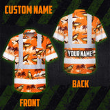 Hi Vis Hawaiian Shirt Reflective Tapes Orange Neon Shark Custom Name Safety Workwear For Mechanics, Workers, Truckers, Operators