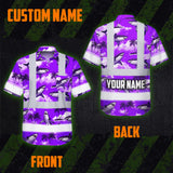 Hi Vis Hawaiian Shirt Reflective Tapes Violet Neon Shark Custom Name Safety Workwear For Mechanics, Workers, Truckers, Operators