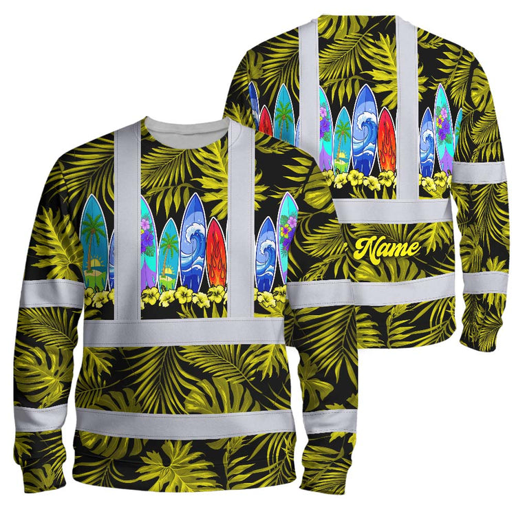 Yellow Surfboard Flower Hi-Vis Long Sleeve Shirt