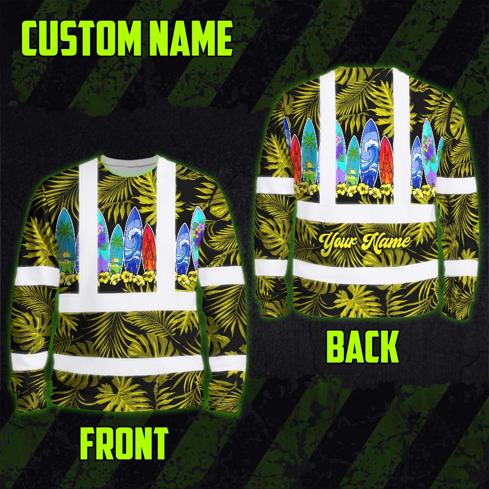 Yellow Surfboard Flower Hi-Vis Long Sleeve Shirt