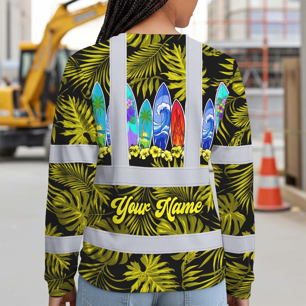 Yellow Surfboard Flower Hi-Vis Long Sleeve Shirt