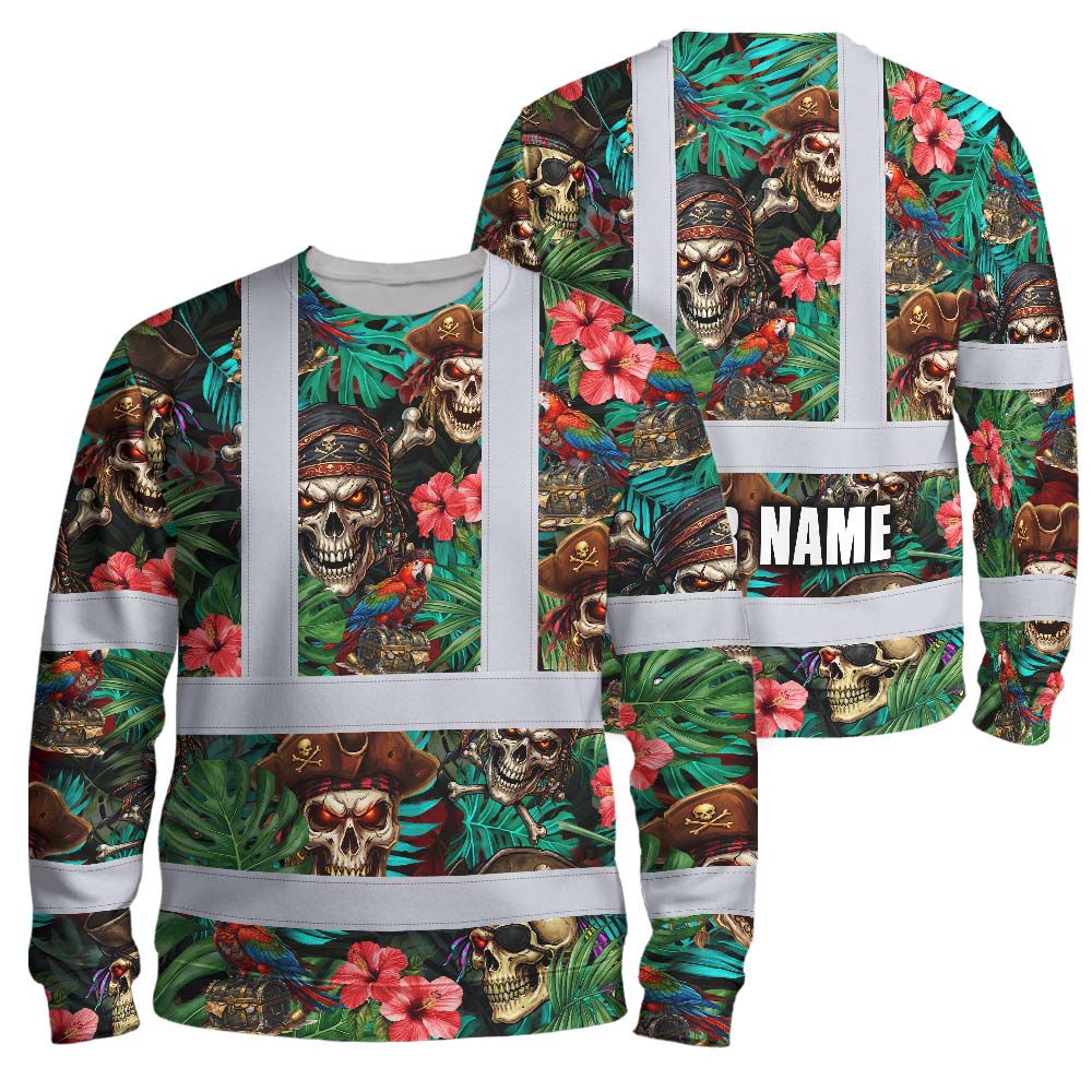 Flower Skull Boat Hi-Vis Long Sleeve Shirt
