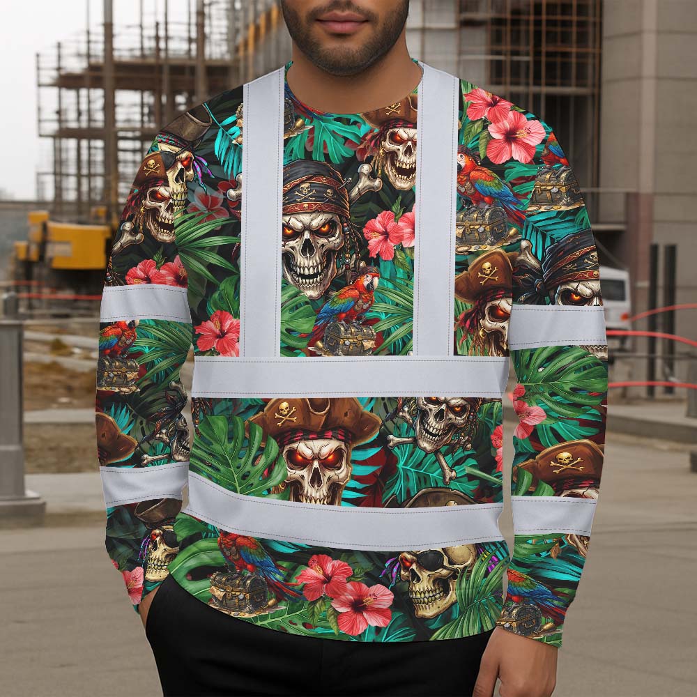Flower Skull Boat Hi-Vis Long Sleeve Shirt