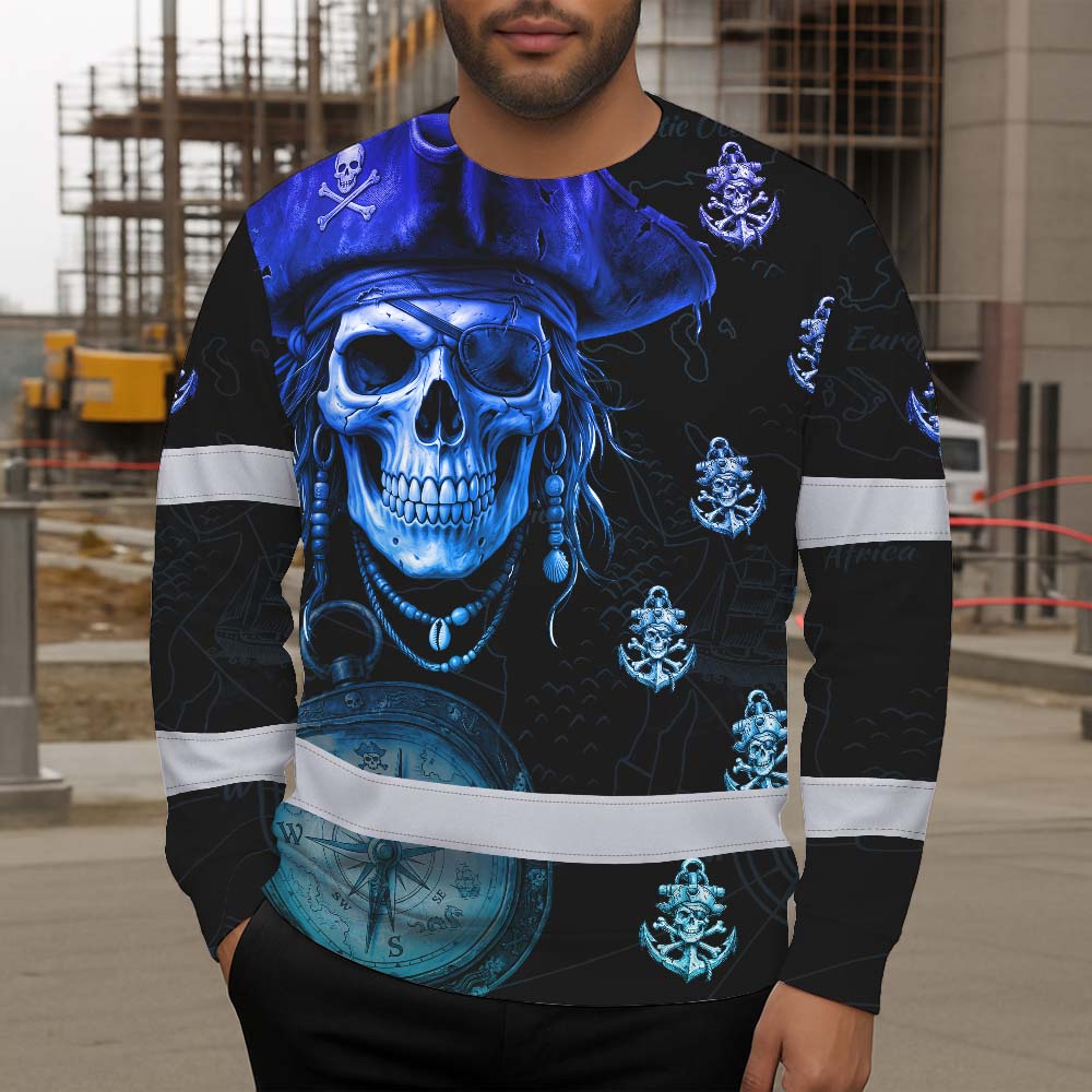 Green Black 2 Skull Boat Hi-Vis Long Sleeve Shirt