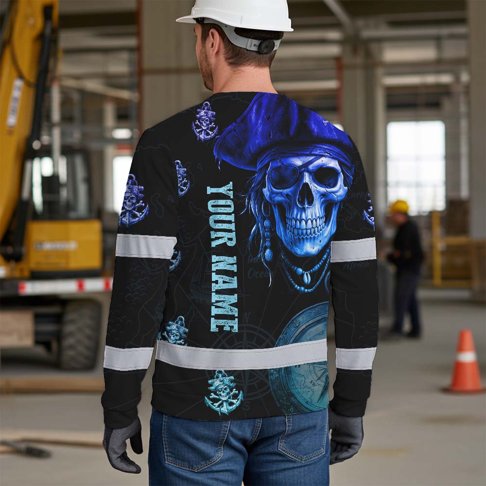 Green Black 2 Skull Boat Hi-Vis Long Sleeve Shirt