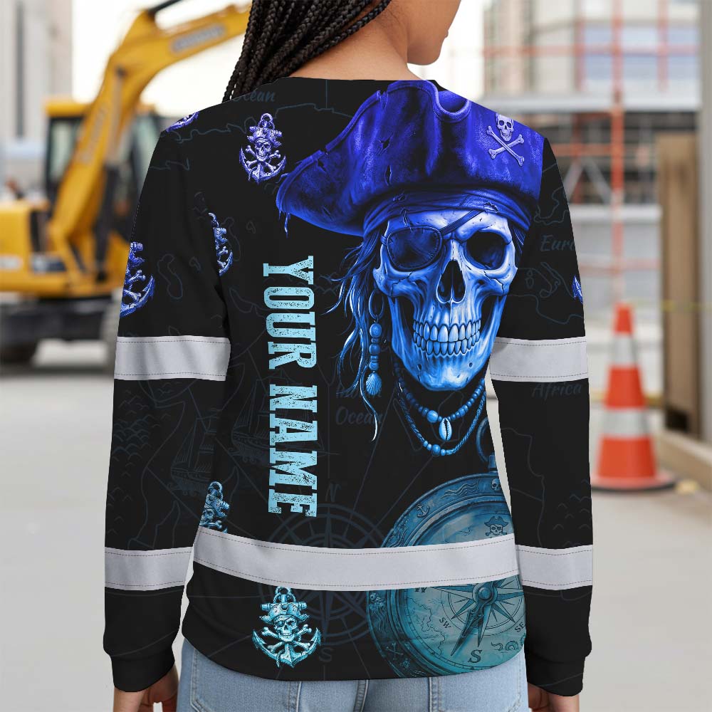 Green Black 2 Skull Boat Hi-Vis Long Sleeve Shirt
