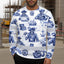 White Blue Skull Boat Hi-Vis Long Sleeve Shirt