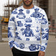 White Blue Skull Boat Hi-Vis Long Sleeve Shirt