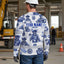 White Blue Skull Boat Hi-Vis Long Sleeve Shirt