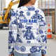 White Blue Skull Boat Hi-Vis Long Sleeve Shirt