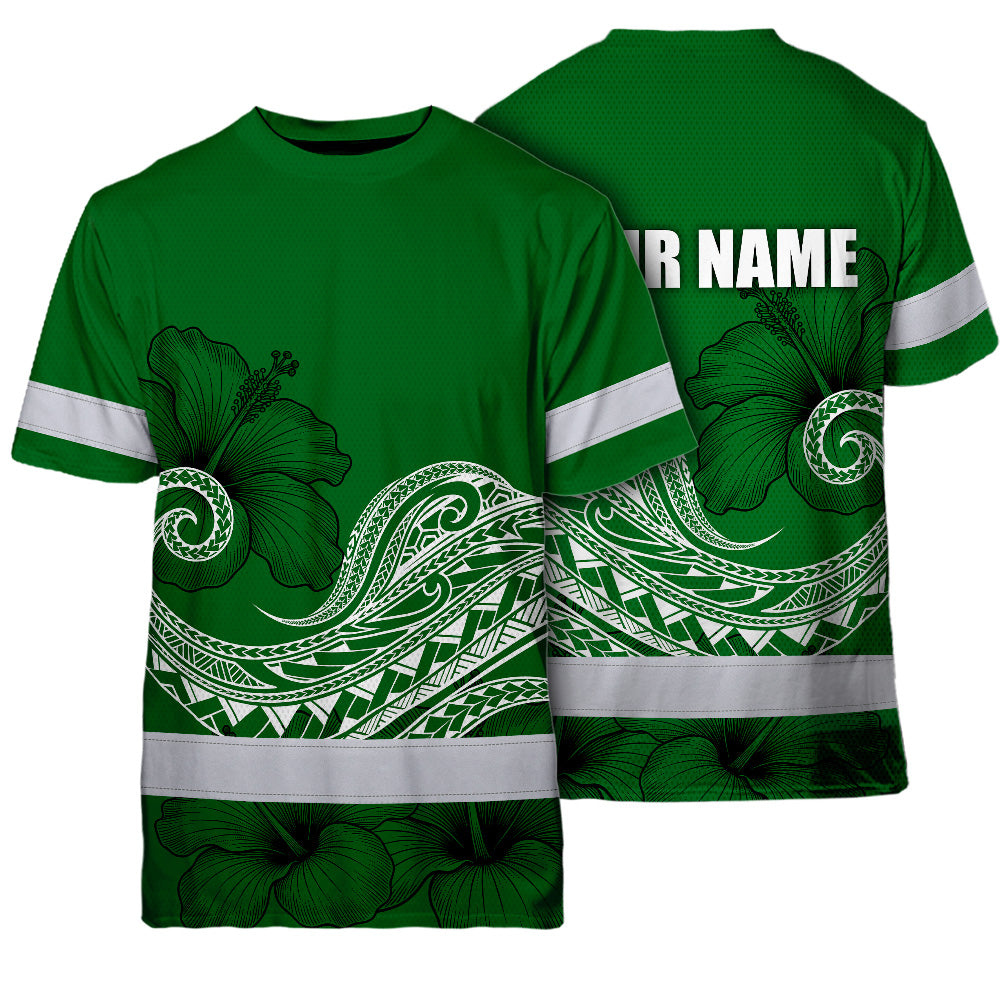 Green White Polynesian Hi-Vis Work Shirt