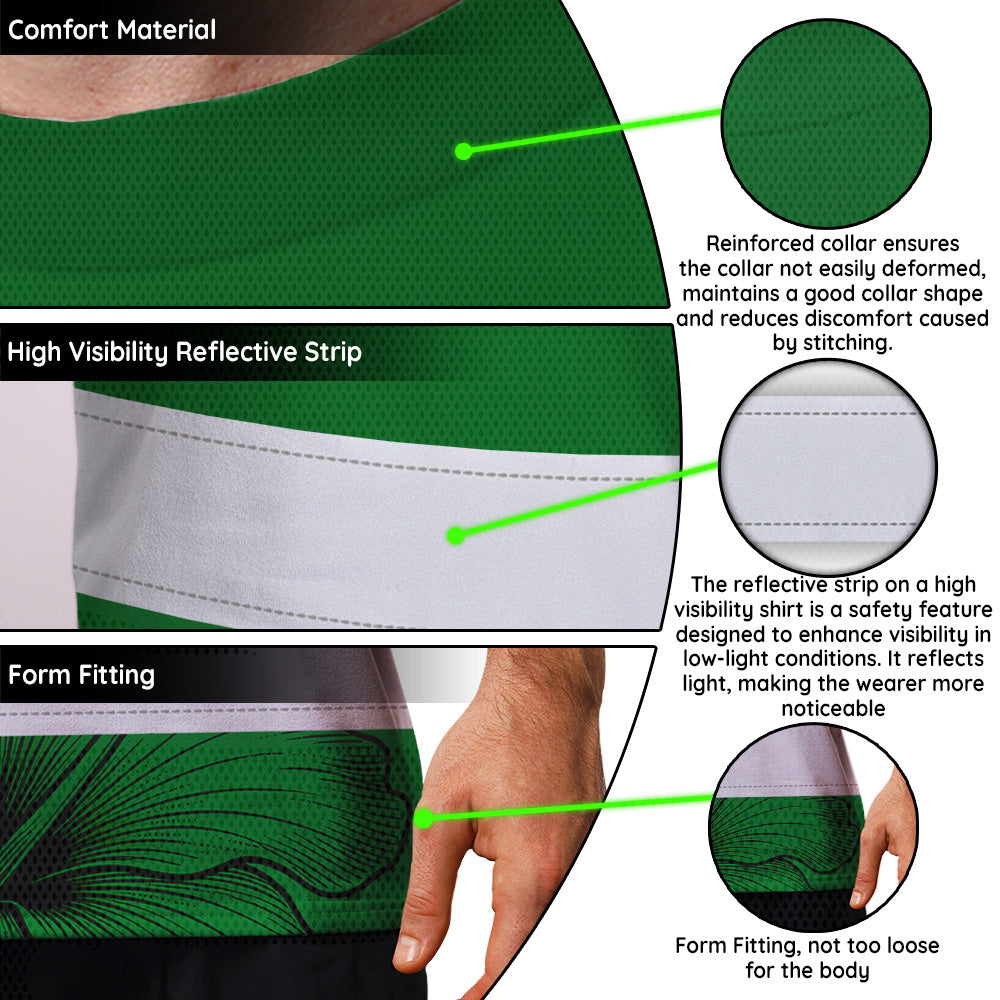 Green White Polynesian Hi-Vis Work Shirt