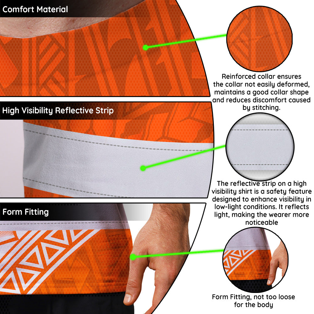 Orange White Polynesian Hi-Vis Work Shirt