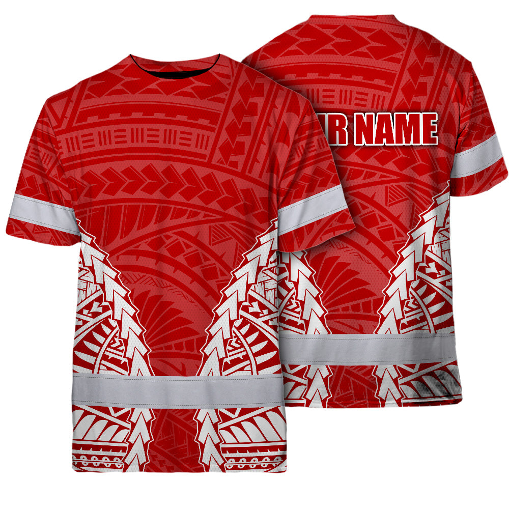 Red White Polynesian Hi-Vis Work Shirt