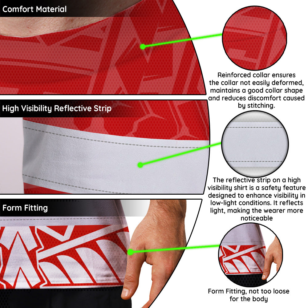 Red White Polynesian Hi-Vis Work Shirt