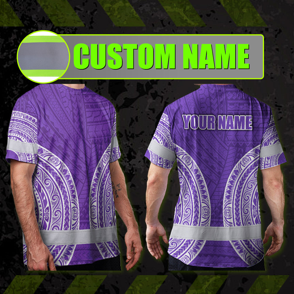 Violet White Polynesian Hi-Vis Work Shirt
