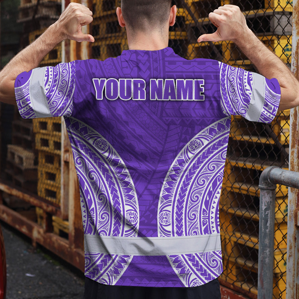 Violet White Polynesian Hi-Vis Work Shirt