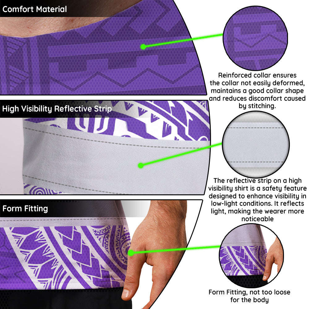 Violet White Polynesian Hi-Vis Work Shirt