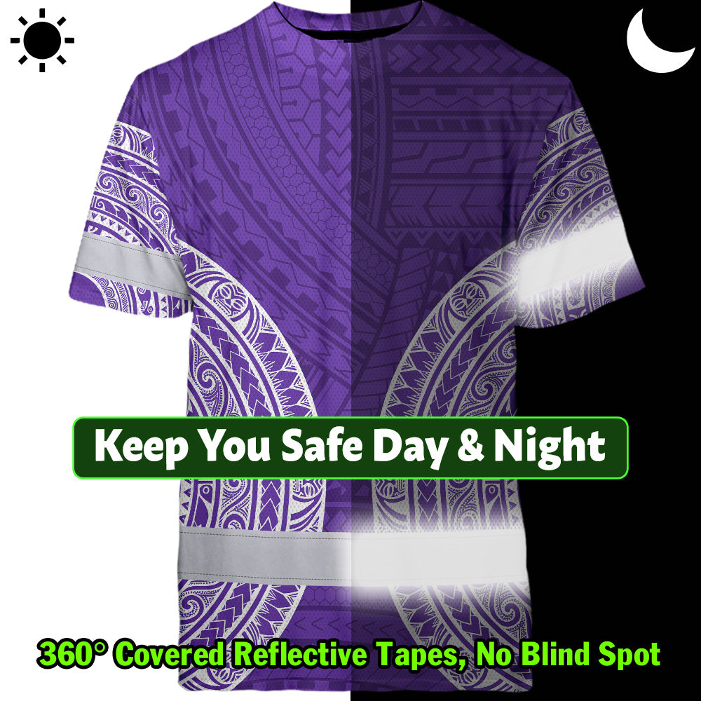 Violet White Polynesian Hi-Vis Work Shirt