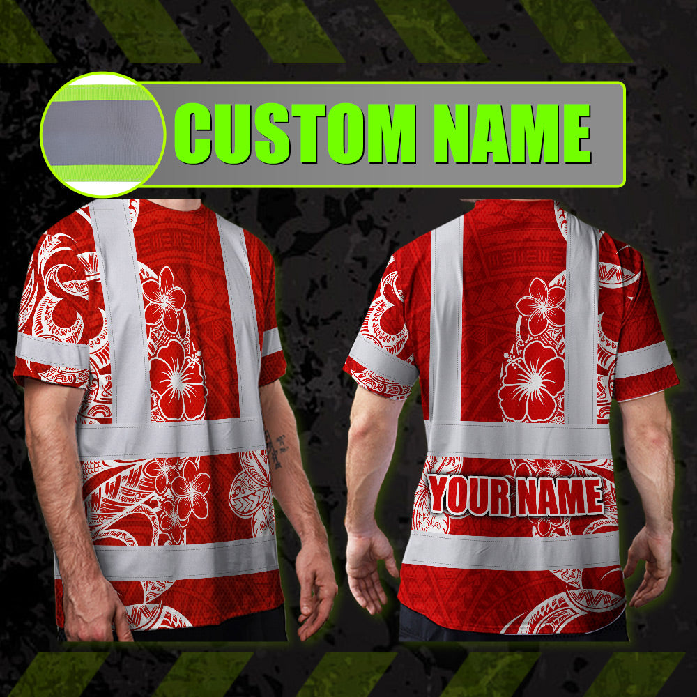 White Red Neon Hi-Vis Work Shirt