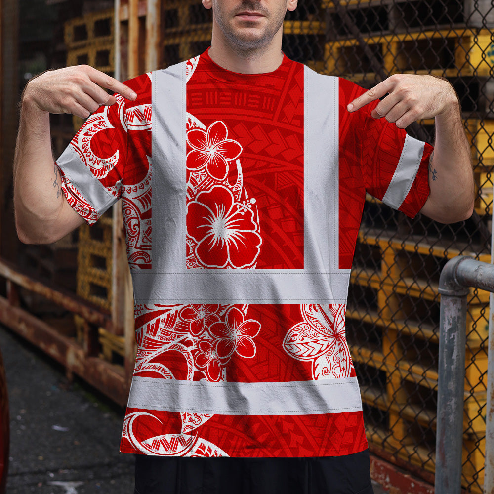 White Red Neon Hi-Vis Work Shirt