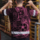 Pink Neon Polynesian And Flower Hi-Vis Work Shirt