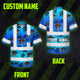 Blue Neon Gradient Skull Boat Hi-Vis Hawaiian Shirt