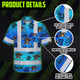 Blue Neon Gradient Skull Boat Hi-Vis Hawaiian Shirt