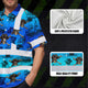 Blue Neon Gradient Skull Boat Hi-Vis Hawaiian Shirt