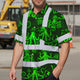 Green Neon Octopus Hi-Vis Hawaiian Shirt
