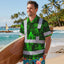 Green Neon Octopus Hi-Vis Hawaiian Shirt