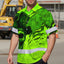 Lime Neon Skull Boat Hi-Vis Hawaiian Shirt